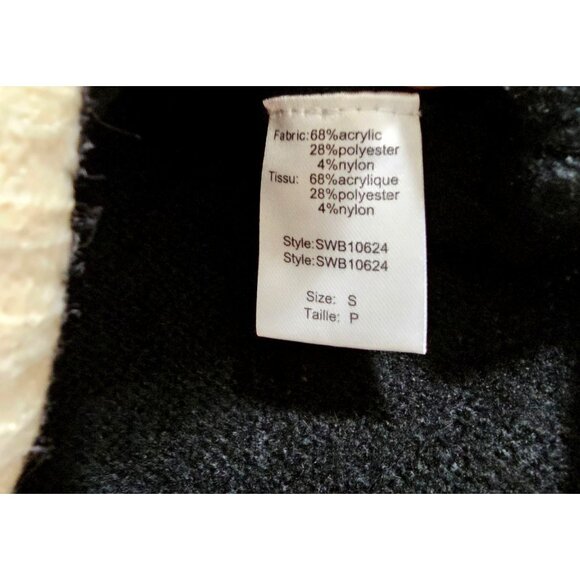 Elan Womens S Two-Tone Black & White Hooded Sweater With Leopard Print Detail Ac - Picture 4 of 8